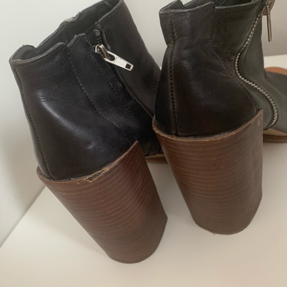 Dolce Vita Black Peep Toe Bootie With Wood Heel - Picture 11 of 15